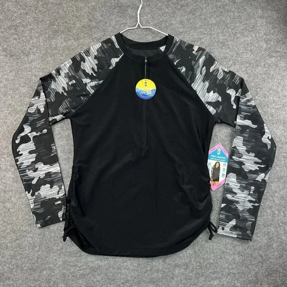 Free Country Long Sleeve Rashguard Womens Small 1/2 Zip‎ UPF 50 Sunblock Shirt - Picture 1 of 11